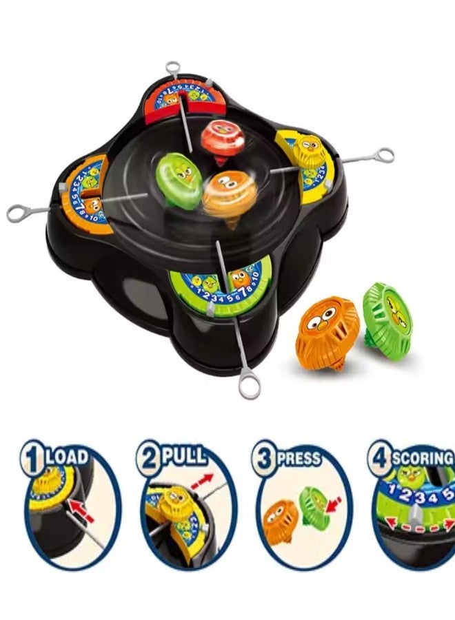 KRIMION 4 Player Spinning Battle Top Game, Gyro Battle Toy with Emoji Launchers, 4 Spinners & Launchers for Kids, 3+ Years - Image 3